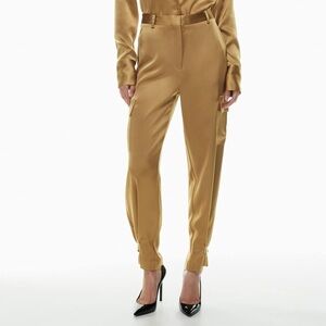 Babaton Gold Satin Pants